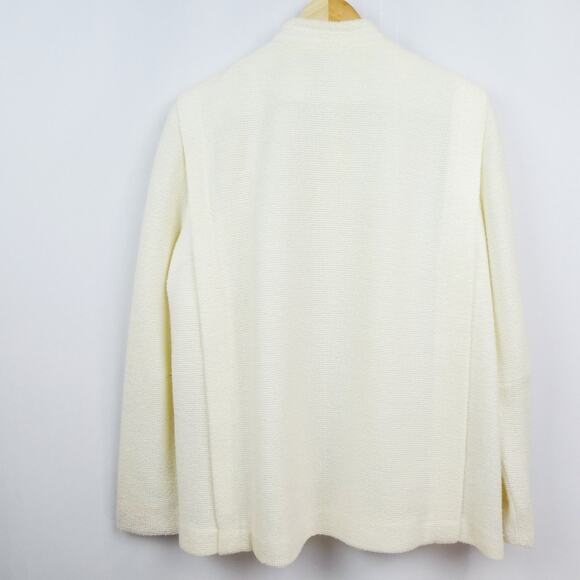 Vintage Square Shoulder Textured Blazer Sz M Ivory Cream Bouclé - Picture 7 of 16